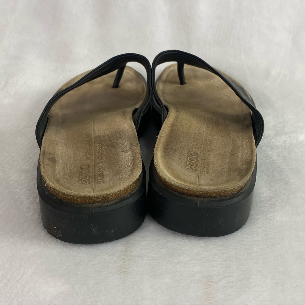 Ecco Corksphere Women's Thong Sandal Size 8 EU 39 Black Leather Flip Flops - Picture 7 of 11